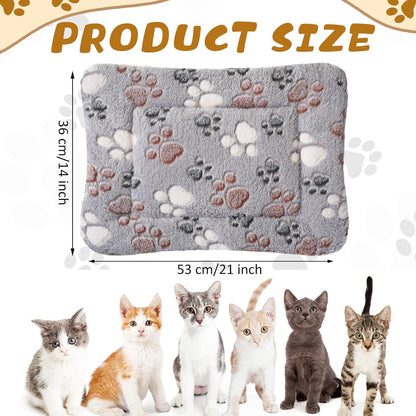 Tuanse 4 Pack Ultra Soft Dog Cat Bed Mat with Cute Prints Reversible Fleece Dog Crate Kennel Pad Cozy Washable Thickened Hamster Guinea Pig Pet Bed Mat for Small Animals (21 x14 Inches,Light Gray)