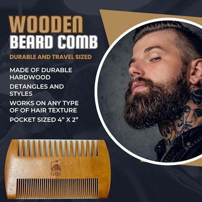 GENTS Beard Care Kit for Men with Faux Leather Travel Bag – Beard Oil, Balm, Boar Bristle Brush, Wooden Comb, Grooming Scissors – Complete Beard Grooming Set (Beard Kit with Travel Bag, 9 Pieces)