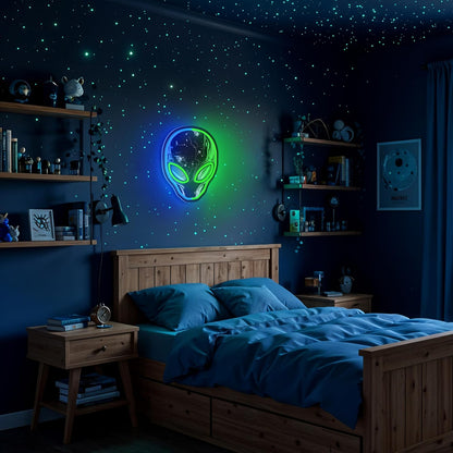 zidoni Alien Neon Sign,Dimmable Alien LED Neon Signs for Wall Decor Bedroom Game Room Man Cave Party Decor, LED Light Sign Gifts for Teen Boy Room