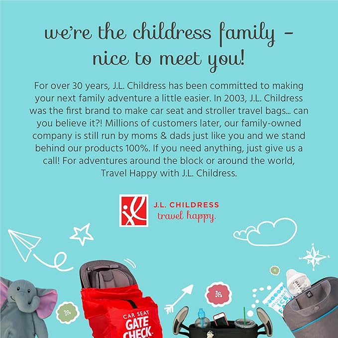 J.L. Childress Padded Infant Car Seat Bag with Wheels - Travel Bag for Airplane, Fits Most Baby & Infant Car Seats, Compatible with UPPAbaby, Nuna, & Chicco, AirTag Compatible - Premier, Black