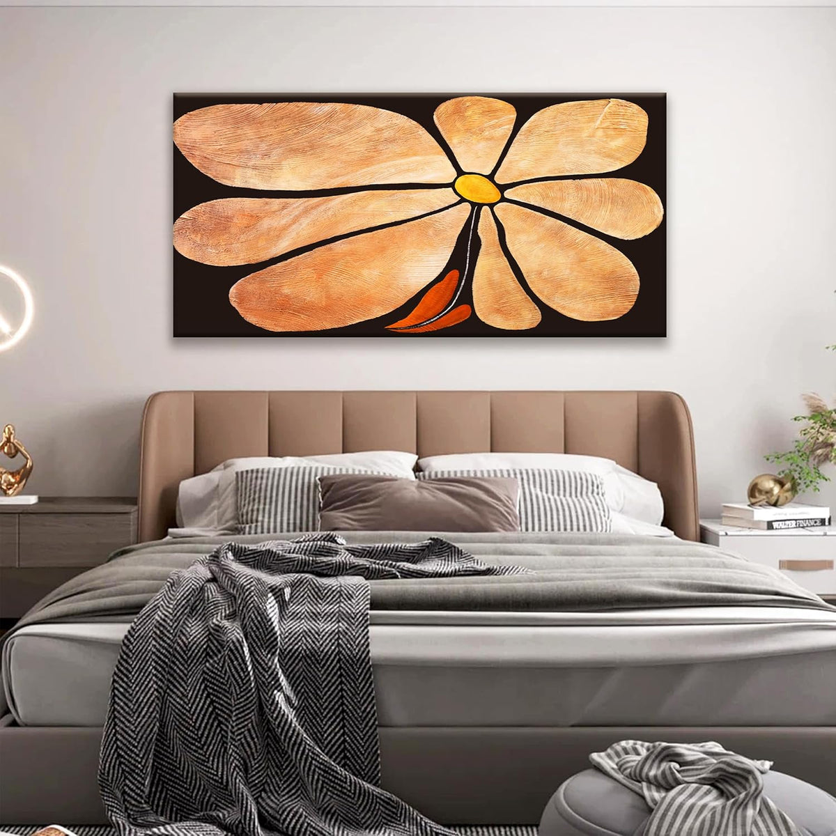 TAIJXAGSG Canvas Art Wall Decor Brown Flowers Abstract Wall Art For Living Room Picture Modern Landscape Abstract Art Painting Home Wall Decor 24"X 48" Bedroom Office Artwork