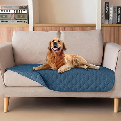 gogobunny 3X Stronger Waterproof Pet Blanket, Scratch Proof Furniture Protector for Dogs Cats, Reversible Cover 32x53 Inch, Dark Blue