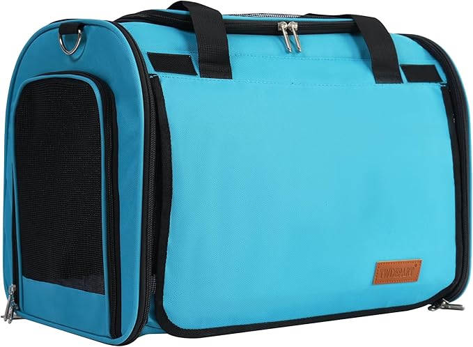 TWDEPART Cat Carrier Backpack - Multifunctional, Firm & Foldable with Roll-Up Shade, Breathable Design Includes Collapsible Bowl and Cushion (Blue)