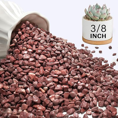 NUPICK 6 lbs Pebbles for Indoor Plants, 3/8 Inch Pea Gravel for Fish Tank, Polished Decorative Rocks for Succulent, Natural River Stones for Vases, Cactus, Landscaping, Bird Bath, Aquarium, Red