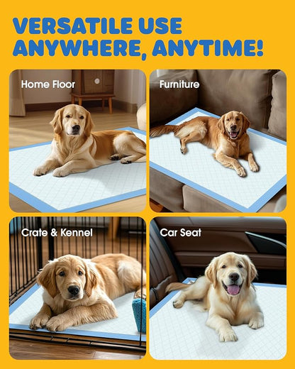 Powools Puppy Pads for Dogs, 34x28 in, 6-Layer Leakproof, 50-Pack, Thicker | Extra-Large Pee Pads, Disposable, Quick-Dry Dog Pads, High Absorbency, Wee Wee Pads for Dogs, Easy Puppy Potty Training