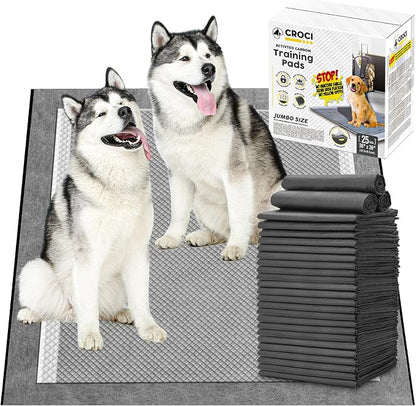 CROCI Charcoal Pee Pads for Dogs Odor Control Leak Proof XXL 36x36in 25Ct | Super Absorbent Puppy Pads with Adhesive Tabs, Heavy Duty, Dog Potty Training, Quick-Dry Surface, Disposable