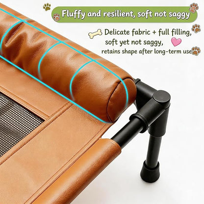Small Elevated Dog Bed,Cooling Hammock with Soft Edge Pillow,Features Non-Slip Base Portable Pet Travel Cot,Indoor Outdoor Universal(31.5" L x 23.62" W x 6.69" H)