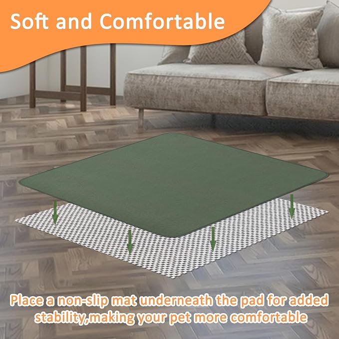 Bunlitent Washable Puppy Pads, 72'' x 72'', 3 Packs, Green, Extra Large | Non-Slip, Quick-Dry, Waterproof, Reusable, Quick Dry, For Puppy Senior Dog Incontinence Whelping