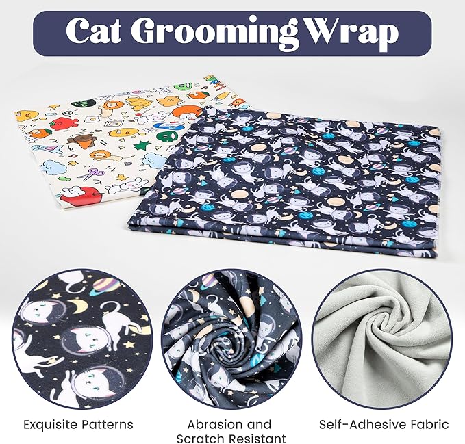21.7'' Cat Wrap for Cutting Nails, Cat Restraint for Nail Clipping, Cat Swaddle Wrap for Adult Cats, Cat Burrito Wrap Can Be Applied to Cat Nail Trimming, Large, Within 6lbs
