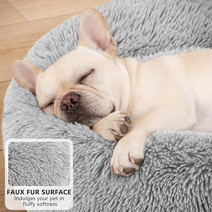 MIXJOY Orthopedic Dog Bed Comfortable Donut Cuddler Round Pet Beds Ultra Soft Washable Dog and Cat Cushion Bed (30'', Light Grey)