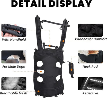 Dog Lift Harness Backpack Carrier for Large Dogs, Full Body Sling with Handle, Dog Harness for Joint Injuries, Arthritis, Ideal for Stairs, Elderly Dogs (X-Large 29-50LBS)