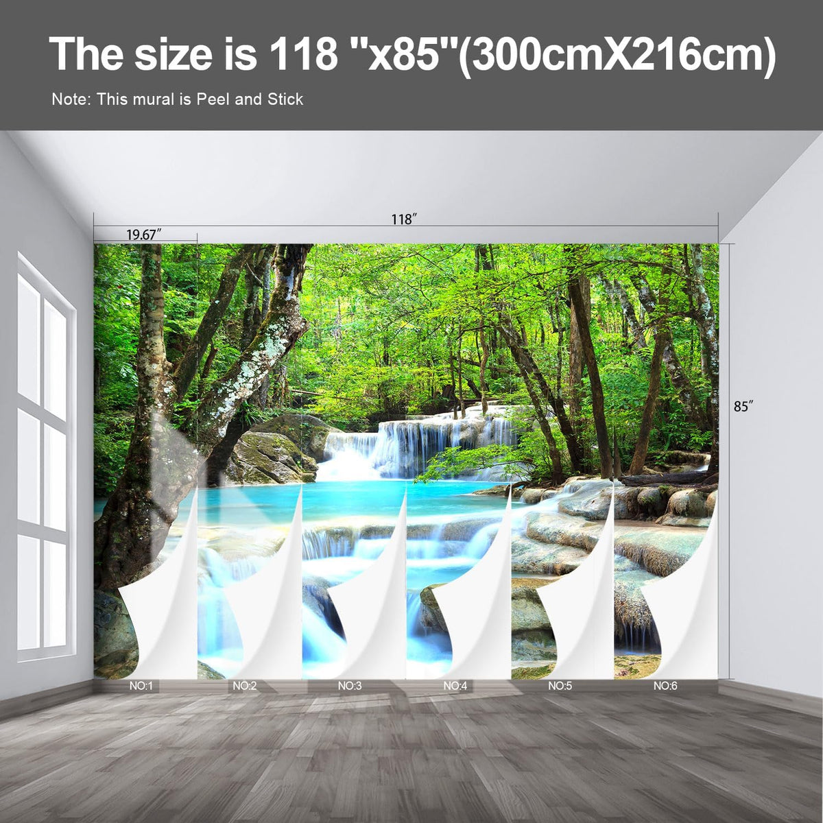 Forest Landscape Wall murals Woodland Tree Peel and Stick Wallpaper for Bedroom Living Room - 85"x118"