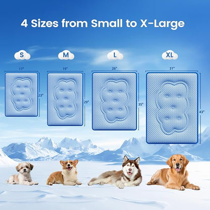 Dog Cooling Mat, Thick Cooling Mat for Dogs with PCM & Thermochromic Tech, Dual-Sided Durable Waterproof Cool Dog Bed Mat for All-Year Use, Q-Max>0.5, Machine Washable, Non-Toxic - L(26" x 35")