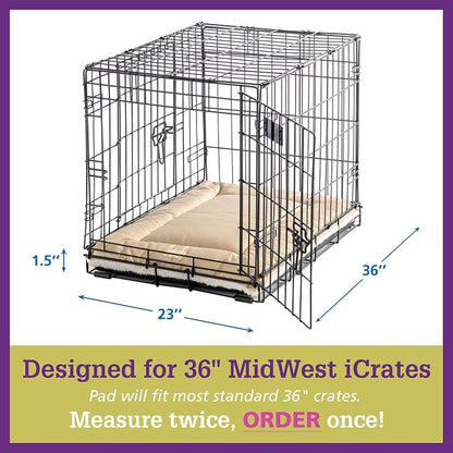 Pet Dreams Dog Crate Pad - Washable Kennel Mat, Crate Pads for Dog Cages, Non-Toxic, Flat Indoor Cat Bed, Fits iCrate 18, 24, 30, 36, 42, 48 Inches (Denim, Large, 36")