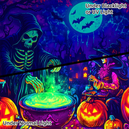 Halloween Tapestry, Blacklight Tapestry for Halloween Party Decor Hanging Tapestries Backdrop Wall Art Poster for Bedroom Dorm 90x70in