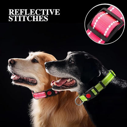 2 Pack Reflective Dog Collars for Medium Large and Small Breed Dogs Male Female,Padded Soft Durable Nylon Neoprene Collar for Puppy Dogs Girl Boy with Quick Release Safety Buckle,Red Black,S