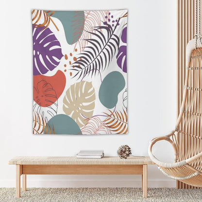 ICMOLYYENLO Tropical Green Leaves Tapestry, Exotic Leaves Beautiful Bedroom Wall Hanging, Floral Poster Blanket for Bedroom Living Room Dormitory Apartment 60x60 Inch