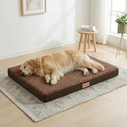 Patas Lague Orthopedic Large Dog Bed Washable Pet Sofa Mat 48''X30'' Brown | Egg-Crate Foam Dog Couch For Large Sized Dogs, Waterproof Removable Cover, Soft Pet Crate Bed With Nonskid Bottom