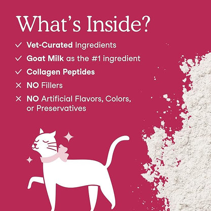 Fera Pets Goat Milk Topper - Cat & Dog Skin and Coat Supplement with Collagen, Biotin & Vitamin C - Helps Maintain Normal Skin Moisture - Promotes a Shiny Coat - for Picky Eaters - 60 TSP