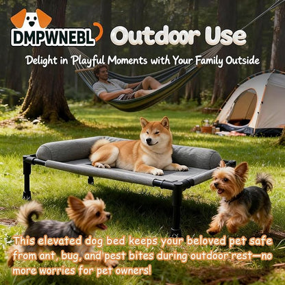 Raised Dog Bed for Small Dogs,Cooling Elevated Bolster Dog Cot,Indoor Outdoor Breathable Mesh Dog Hammock with Metal Frame,Dog Sofa Camping Dog Bed (31.5" L x 23.62" W x 6.69" H)