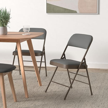 Amazing for less Pack of 2 (Fabric/Vinyl) Steel Frame Metal Foam Padded Folding Chairs (Black, Gray, White) (2-Pack - Vinyl Gray)