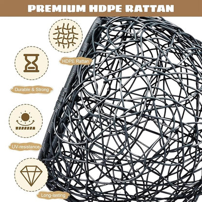 Hanging Cat Swing Bed with Stand & Cushion | Rattan Wicker Egg Chair for Cats, Small Dogs & Pets, Indoor Swinging Bed, Cozy Resting Spot, Modern Design