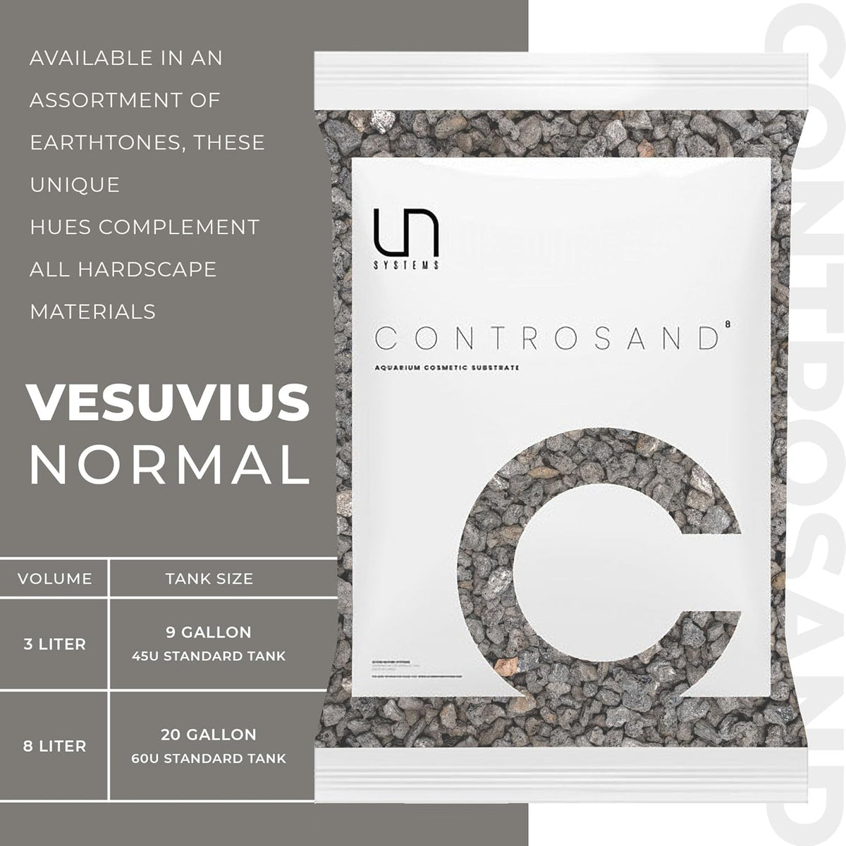 Ultum Nature Systems Controsand Vesuvius Aquarium Gravel (8L) - Versatile Substrate for Planted & Shrimp Tanks