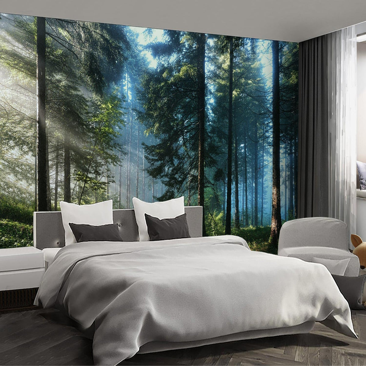 Forest Landscape Wall murals Woodland Tree Peel and Stick Wallpaper for Bedroom Living Room - 58"x86"