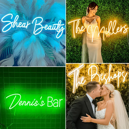 Custom Neon Sign, Custom LED Neon Sign Customizable for Wedding Bar Salon Beauty Business Light Up Name Sign, Personalized Neon Light Suitable for Events Birthday Gifts Decorations