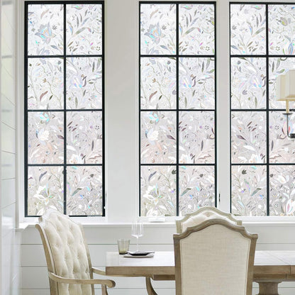 Kromapolis Window Film - Privacy, Decorative Stained Glass Vinyl Covering, Frosted Static Clings, Non-Adhesive, No-Glue (35.4 x 157.4 inch)