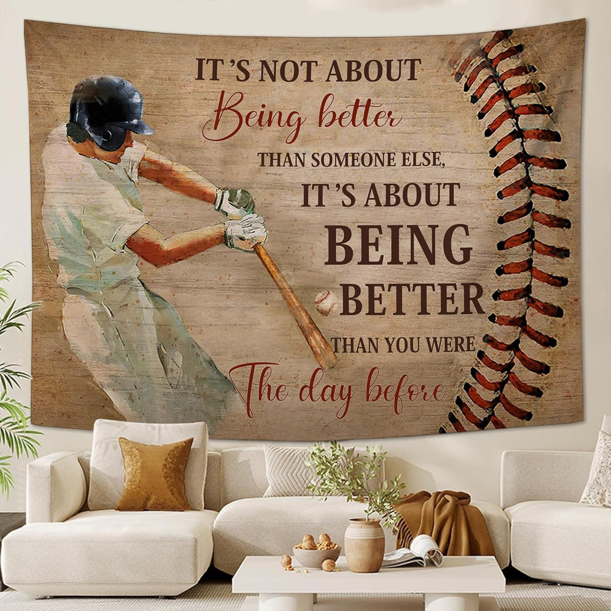 yowecso Baseball Tapestry Sport Theme Tapestry Wall Hanging for Bedroom Baseball Tapestries Aesthetic Wall Decor for Home Dorm Living Room 60"x90"