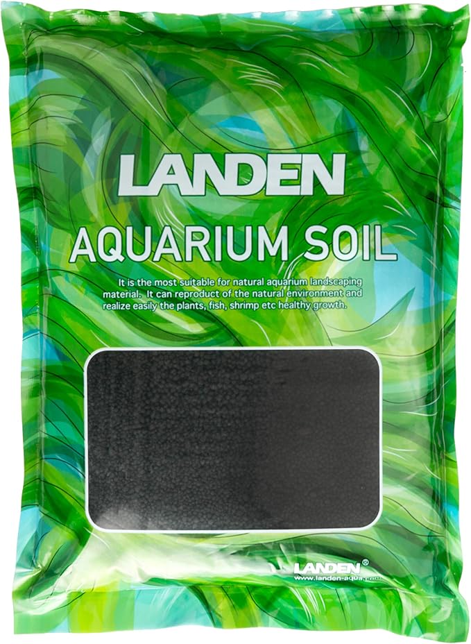 LANDEN Aqua Soil Substrate for Natural Planted Aquarium, Plant or Shrimp Stratum, Clay Gravel and Stable Porous Substrate for Freshwater Aquarium, Black Color (20 lbs)
