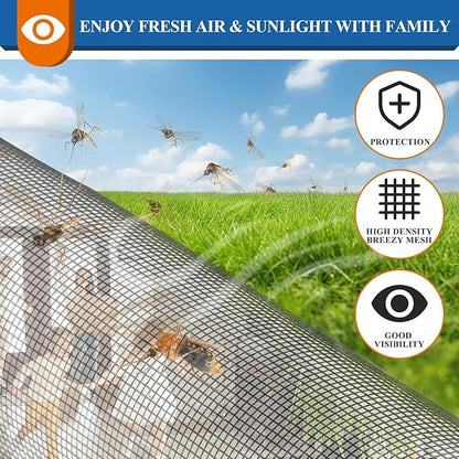 Customizable Pet Proof Window Screen Replacement Grey, Best Vinyl Coated Polyester Dog Cat Resistant Heavy Duty, Mesh Net Netting Curtain Wire Good Repair for Patio/Porch/Sliding/DIY/Big Pets Owners