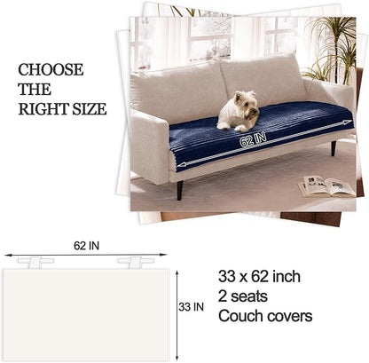 Waterproof Dual Non-Slip Couch Cover for Dogs, Fuzzy Soft Pet Couch Covers for 2 Cushion Sofa loveseat, Pet Friendly Soft Dog Bed Covers Sofa Cover Washable (Navy Blue, 33" x 62" 1 Pack)