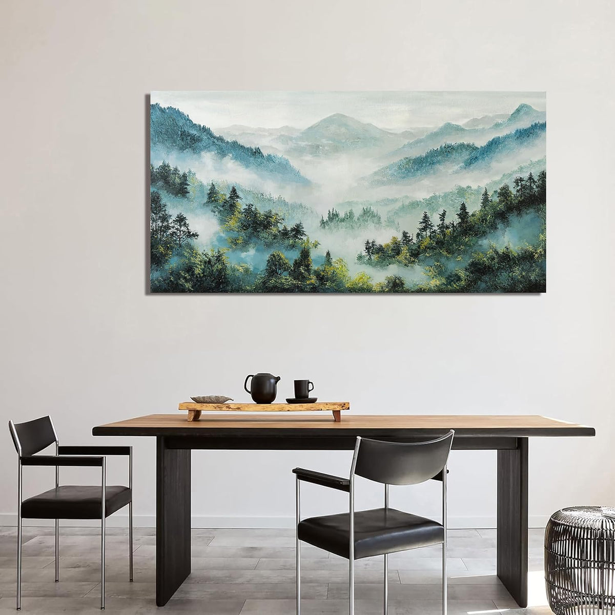 Canvas Wall Art Decor Art Work for Wall Decor Mountain Botanical Wall Art Decor White Foggy Forest Wall Art Landscape Wall Art for Living Room Art Work for Home Ofiice Bedroom Wall Decor 20"x40"