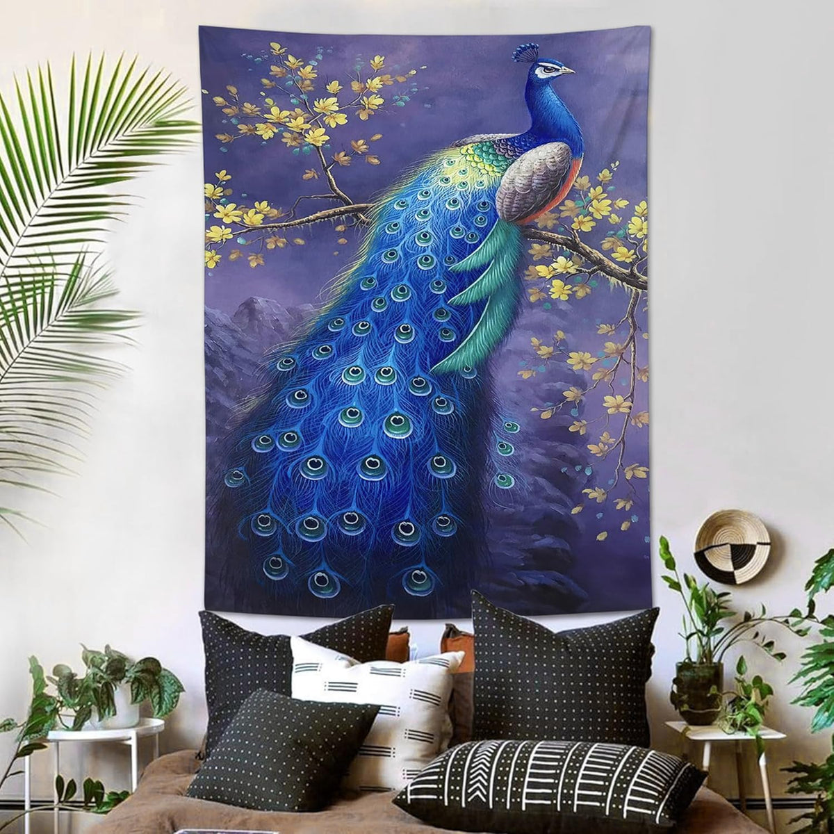 yowecso Peacock Tapestry - Purple Peacock Wall Hanging for Bedroom, Living Room & Dorm - 40"x60"