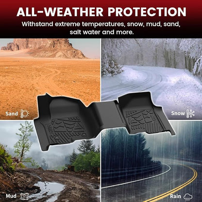 LASFIT Floor Mats 2019-2026 for Chevy Silverado/GMC Sierra 1500, 2020-2026 2500HD 3500HD, Only Double Cab/Bench Seat (Only Fit with Rear Under-Seat Storage, But Not Fit 2nd Row Plastic Storage)