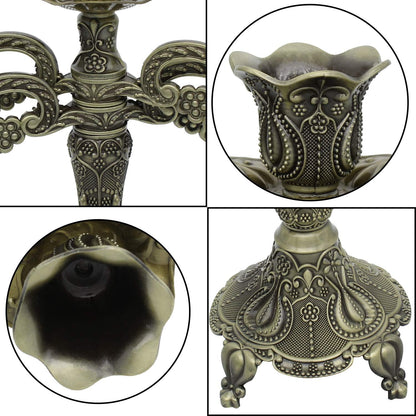 Metal Candelabra 5-Candle 10.1 Inch Tall Candle Holder Stick for Home Wedding Event and Party Festival,Bronze