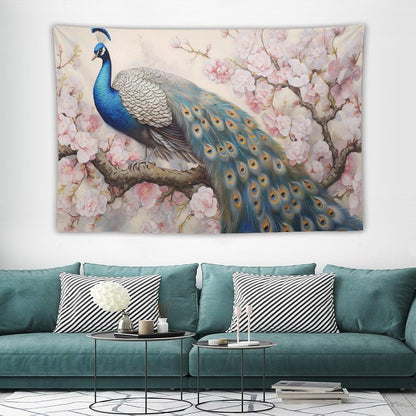 Peacock Tapestry Peacock Tapestries Fabric Wall Hanging Aesthetic Space Garden Indoor Outdoor Wall Art Tablecloth Bedspread Decoration for Bedroom Dormitory Living Room Home Decor 60"x90"