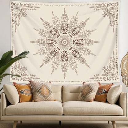 FORATER Floral Bohemian Tapestry, Flower Aesthetic Tapestry Indian Wall Hanging Boho Tapestries Mandala Room Decor for Bedroom Living Room Dorm (Flaxen, 61L x 53W)