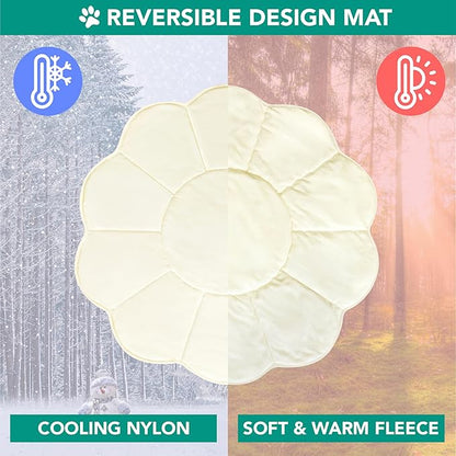 PetAmi Dog Cooling Mat, Flower Shape, Reversible Cooling Nylon Blanket Soft Fleece Pet Pad for Dogs Cats, Summer All Season Use Q-Max>0.3, Large 54x54 in, Beige