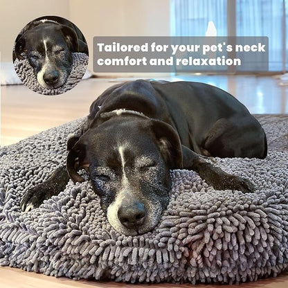 Muddy Mat®Cloud K-9 Bed for Dogs & Cats, Soft & Relaxing Round Dog Bed, Chenille Material, Removable Cover, Washable & Dryer Safe–Grey Medium(35'x35')