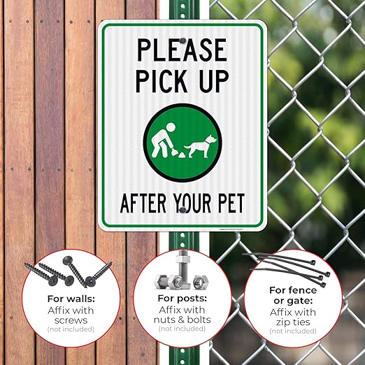 Clean Up After Your Dog Sign, Please Pick Up After Your Pet Sign, 24x30 Inches, 3M EGP Reflective .080 Aluminum, Fade Resistant, Indoor/Outdoor Use, Made in USA