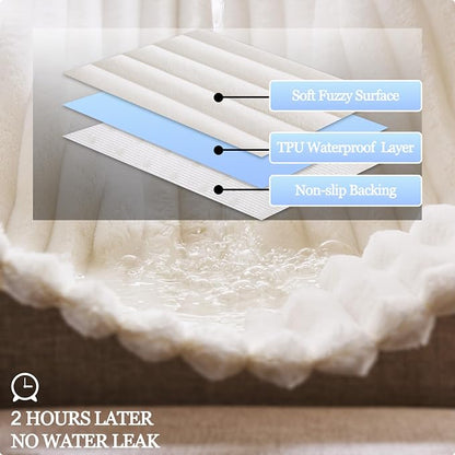 Waterproof Dual Non-Slip Couch Cover for Dogs, Fuzzy Soft Pet Couch Covers for 2 Cushion Sofa loveseat, Pet Friendly Soft Dog Bed Covers Sofa Cover Washable (White, 33" x 62" 1 Pack)