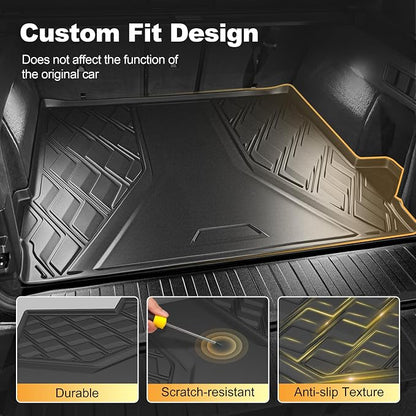 Floor Mats & Cargo Liner & Backrest Mat Compatible with BMW X5 2014-2018 | All Weather Protection for BMW F15 Trunk Mat Back Seat Cover Protector Full Set