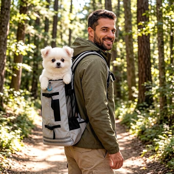 Big Dog Backpack Carrier, Black-L | Extra Large Pet Carrier for 66lbs Dogs, Fully Adjustable Water-Resistant Dog Travel Bag for Hiking Cycling Outdoor Adventures