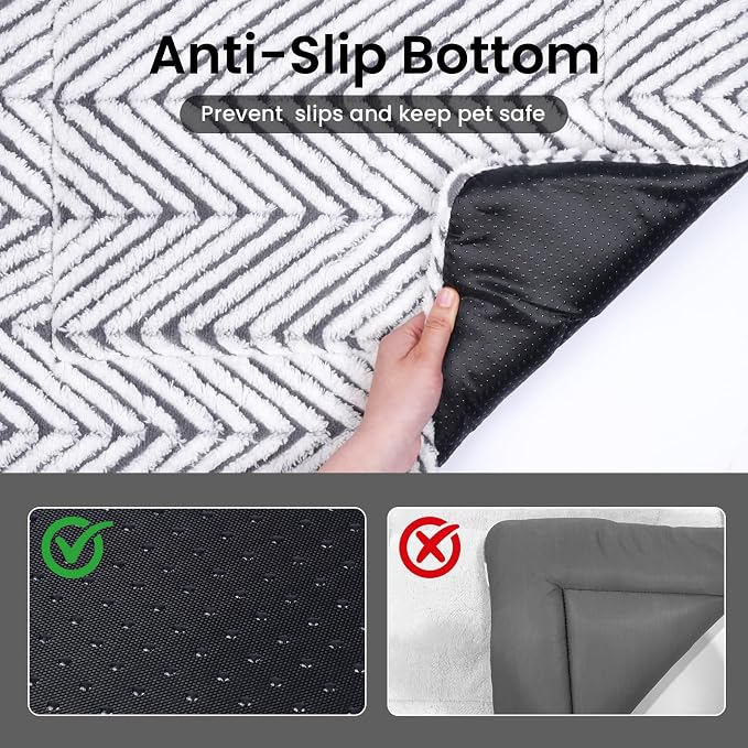 Mora Pets Dog Crate Pad Washable Cat Dog Bed for Crate Flat Pet Kennel Mat | Soft Dog Cat Bed Mat, Puppy Crate Pad for Dog Cages Cozy Sleeping Liner, Cute Pet Pillow Cushion Anti Slip Small Grey 24 x 18