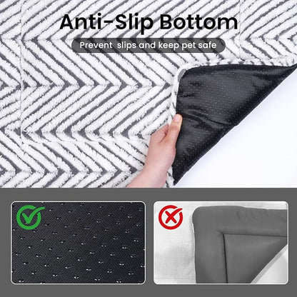 Mora Pets Dog Crate Pad Washable Cat Dog Bed for Crate Flat Pet Kennel Mat | Soft Dog Cat Bed Mat, Puppy Crate Pad for Dog Cages Cozy Sleeping Liner, Cute Pet Pillow Cushion Anti Slip Small Grey 24 x 18