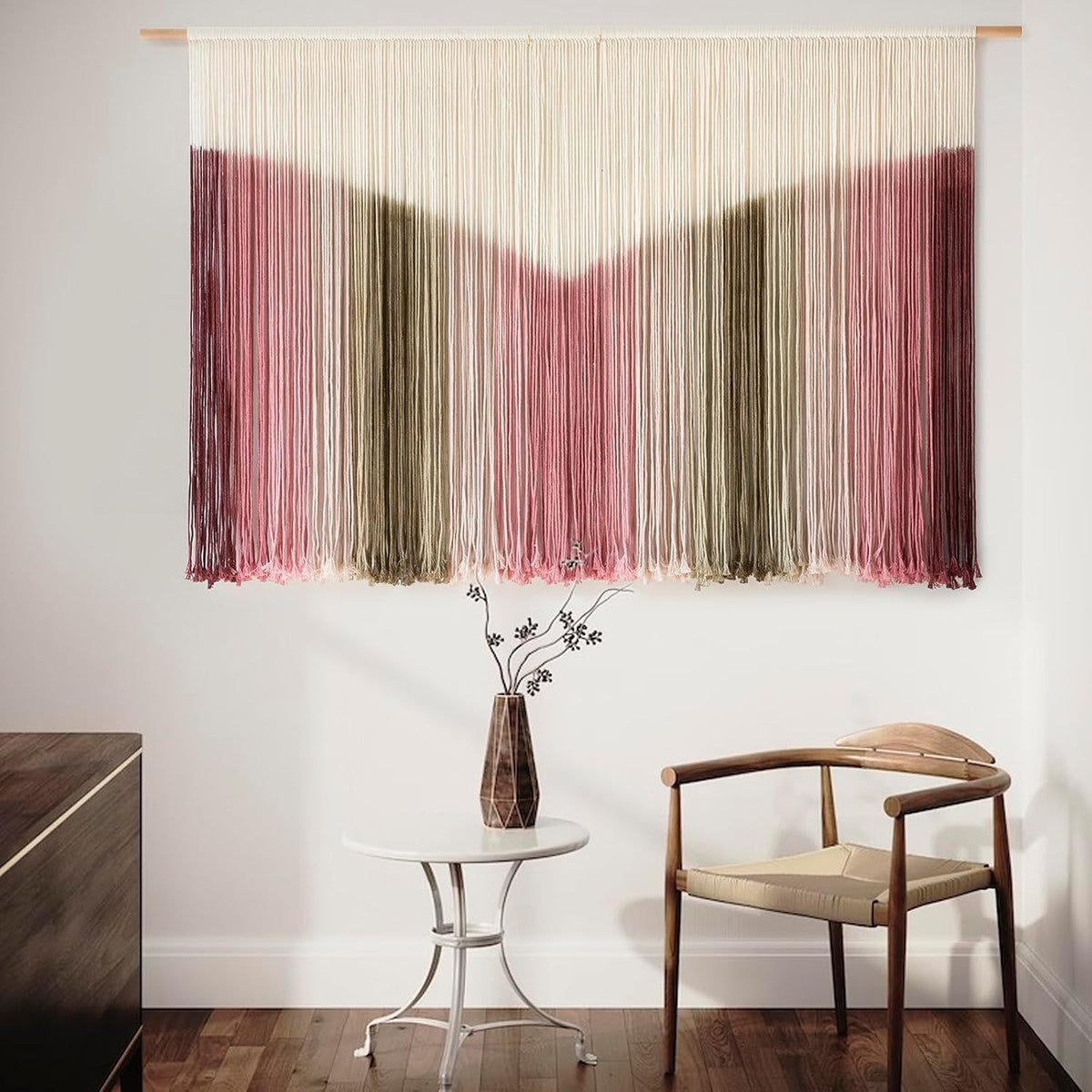 IOWER Large Macrame Wall Hanging Boho Wall Decor Large Scale Tie-Dye Yarn Living Home Room Boho Wall Decor for Bedroom Home Wall Art 57" W x 35" L
