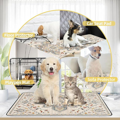 SCLOSE Washable Pee Pad for Dogs Extra Large, 72" x 72" Reusable Puppy Pads Waterproof Dog Rugs, Super Absorbent, Leakproof, Dog Crate Pad, Playpen Mat, Whelping Pads, White Medallion